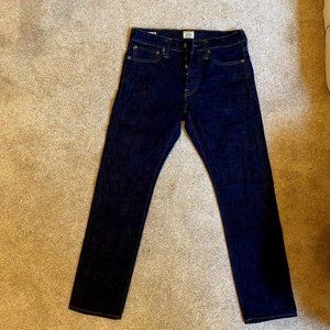 J. Crew 77 Straight-fit stretch jean in indigo raw selvedge Japanese denim 31/30